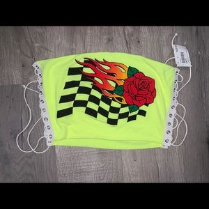 graphic yellow tube top